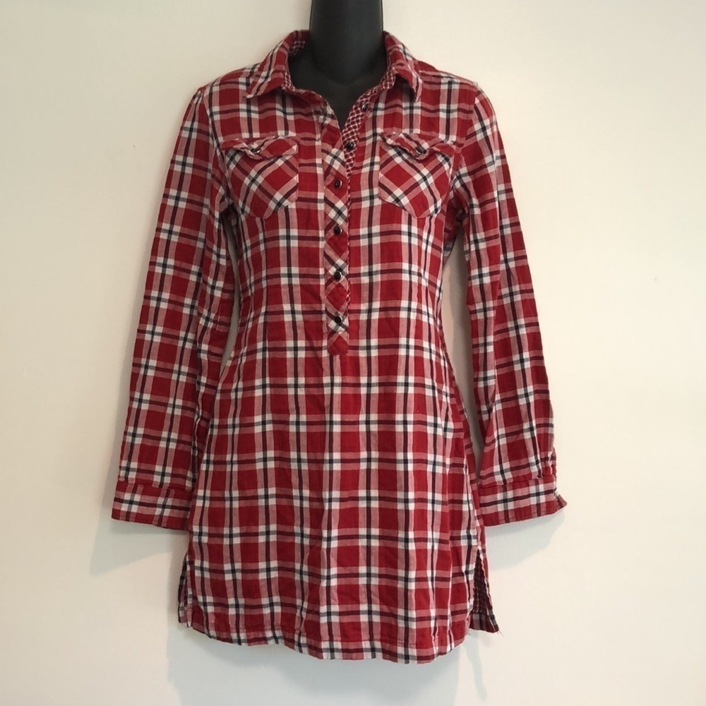 Copper Key plaid tunic shirt long sleeve size small